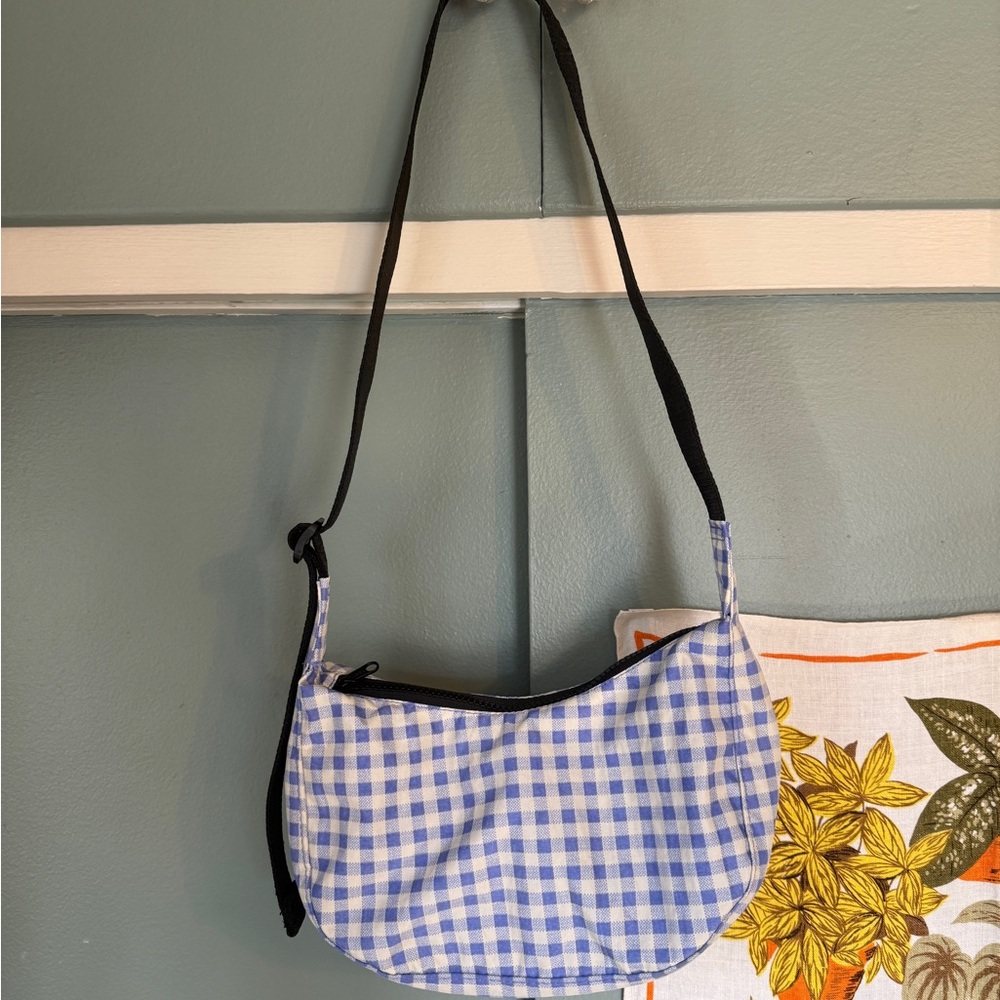 BAGGU NWT Small Crescent Blue Gingham